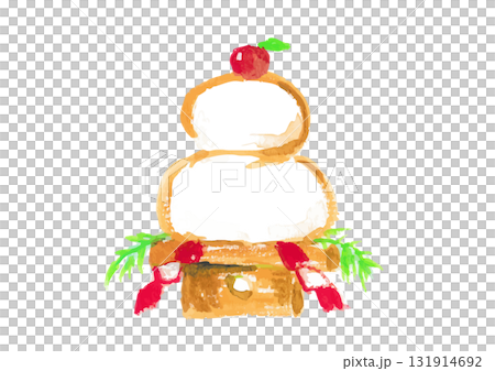 Brush-written Kagami mochi New Year's card material Brush-written Kagami mochi New Year's card material 131914692