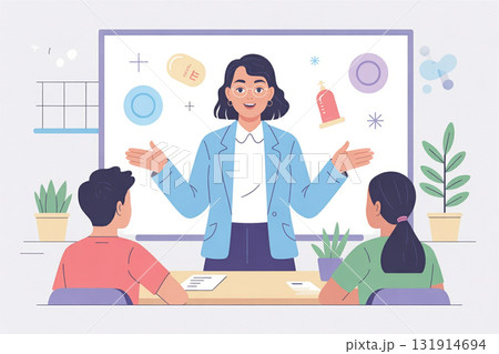 性感染症予防を学ぶ学生の性教育イラスト 131914694