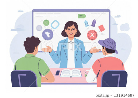 性感染症予防を学ぶ学生の性教育イラスト 131914697