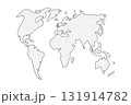 Outline and silhouette with dot pattern world map, vector illustration 131914782