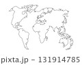 Outline world map, monoline vector illustration 131914785