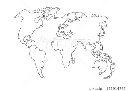 Outline world map, monoline vector illustration Outline world map, monoline vector illustration 131914785