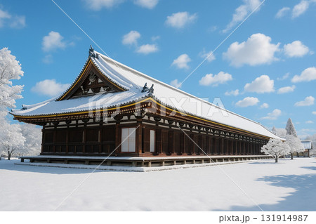 三十三間堂　雪景色 131914987