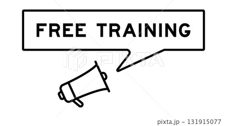 Megaphone icon with speech bubble in word free training on white background Megaphone icon with speech bubble in word free training on white background 131915077