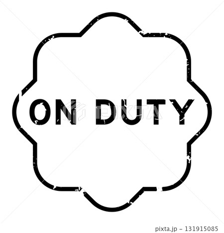 Grunge black on duty word square rubber seal stamp on white background 131915085