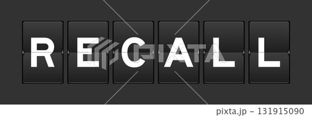 Black color analog flip board with word recall on gray background 131915090