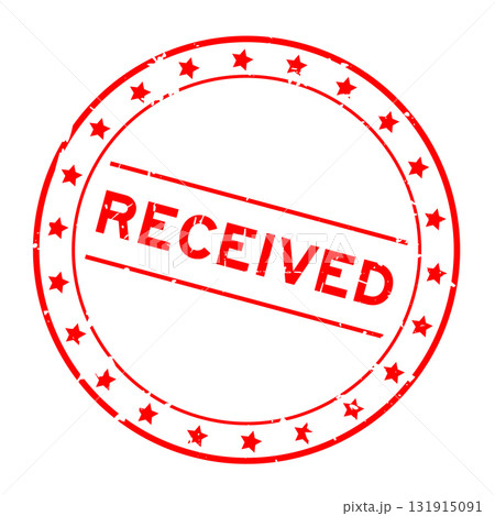 Grunge red received word round rubber seal stamp on white background 131915091