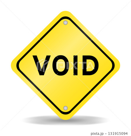 Yellow color transportation sign with word void on white background 131915094