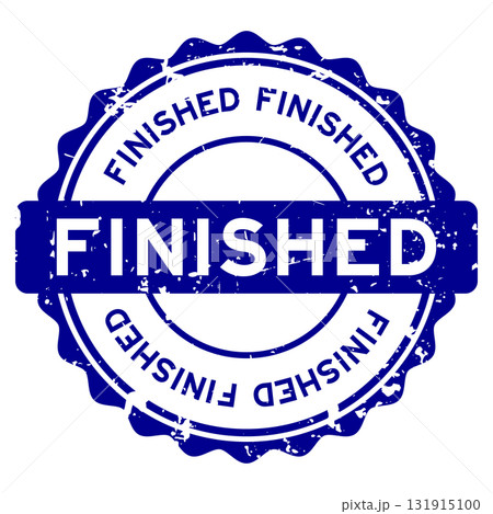 Grunge blue finished word round rubber seal stamp on white background 131915100