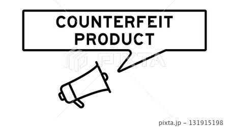 Megaphone icon with speech bubble in word counterfeit producton white background Megaphone icon with speech bubble in word counterfeit producton white background 131915198