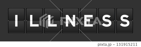 Black color analog flip board with word illness on gray background 131915211