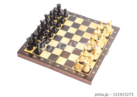 Chess board with chess pieces isolated on white Chess board with chess pieces isolated on white 131915273