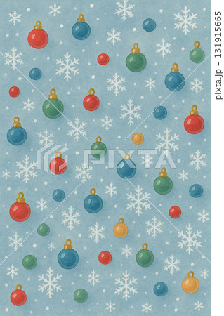 クリスマスオーナメントシリーズ:オーナメントと雪片の幻想的背景 クリスマスオーナメントシリーズ:オーナメントと雪片の幻想的背景 131915665