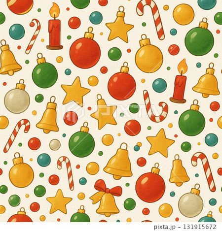 クリスマスオーナメントシリーズ：ランダム散らしの豪華パターン背景 131915672