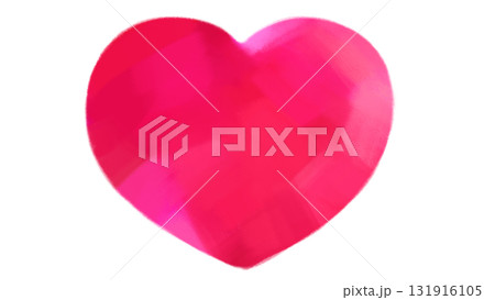 赤色の水彩で描かれたハートマークのイラスト素材 131916105