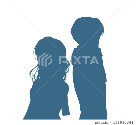 背中合わせの男女 寂しい 冬 シルエット 背中合わせの男女 寂しい 冬 シルエット 131916241