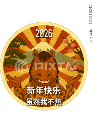 縁起物と「知らんけど」のミスマッチ！ ヒョウ柄の馬キャラ年賀状 131916249