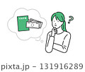 イラスト素材：年金について疑問に思う若い女性のイラスト 131916289