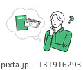 イラスト素材：年金について疑問に思う若い男性のイラスト 131916293