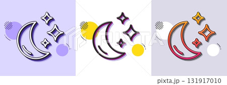 Moon line icon. Halftone dotted pattern. Gradient icon with grain shadow. Sleep rest sign. Night lunar symbol. Line moon icon. Various designs. Vector Moon line icon. Halftone dotted pattern. Gradient icon with grain shadow. Sleep rest sign. Night lunar symbol. Line moon icon. Various designs. Vector 131917010