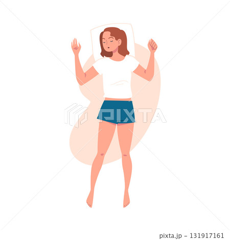Sleeping Woman Character Lying in Pose with Pillow Vector Illustration Sleeping Woman Character Lying in Pose with Pillow Vector Illustration 131917161