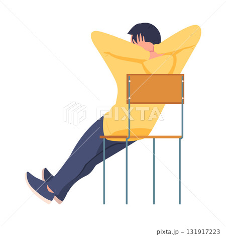 Man Sitting on Chair with His Back Vector Illustration Man Sitting on Chair with His Back Vector Illustration 131917223
