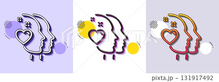 Heart line icon. Halftone dotted pattern. Gradient icon with grain shadow. Couple love emotion sign. Valentine day symbol. Line heart icon. Various designs. Vector Heart line icon. Halftone dotted pattern. Gradient icon with grain shadow. Couple love emotion sign. Valentine day symbol. Line heart icon. Various designs. Vector 131917492