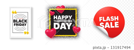 Happy thanksgiving photo frame 3d hearts. Flash sale sticker banner. Happy thanksgiving tag. Happy family holiday message. Autumn thank you day. Black friday poster. Promo background. Vector Happy thanksgiving photo frame 3d hearts. Flash sale sticker banner. Happy thanksgiving tag. Happy family holiday message. Autumn thank you day. Black friday poster. Promo background. Vector 131917494