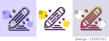 Brand contract line icon. Halftone dotted pattern. Gradient icon with grain shadow. Pencil sign. Edit social marketing report symbol. Line brand contract icon. Various designs. Vector 131917511