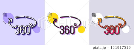 360 degrees line icon. Halftone dotted pattern. Gradient icon with grain shadow. VR simulation sign. Panoramic view symbol. Line 360 degrees icon. Various designs. Vector 360 degrees line icon. Halftone dotted pattern. Gradient icon with grain shadow. VR simulation sign. Panoramic view symbol. Line 360 degrees icon. Various designs. Vector 131917519