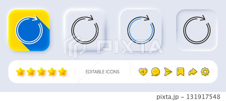 Refresh line icon. Neumorphic, Flat shadow, 3d buttons. Rotation arrow sign. Reset or Reload symbol. Line synchronize icon. Social media icons. Vector 131917548