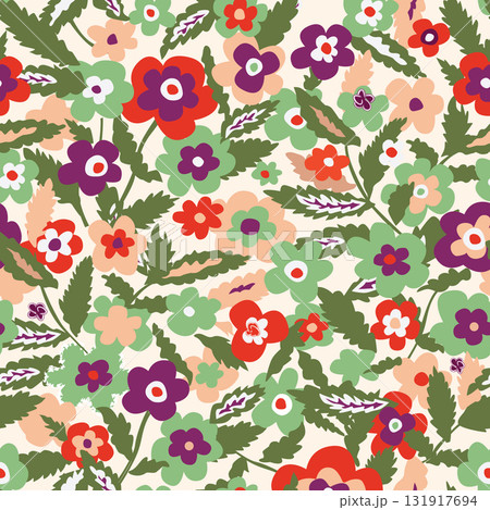 Floral seamless pattern. Flower background. Flourish ornamental summer wallpaper with flowers. 131917694