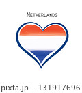 Travel netherlandish love heart watercolor drawn icon. Love Netherlands flag symbol illustration. Dutch symbol 131917696