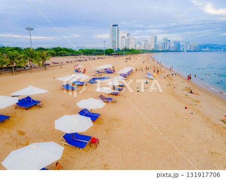 A coastal town in the early morning. 131917706