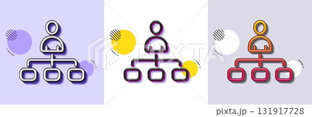 Management line icon. Halftone dotted pattern. Gradient icon with grain shadow. Business strategy sign. Development symbol. Line management icon. Various designs. Vector 131917728