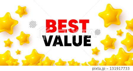 Best value winner banner with 3d stars. Golden stars banner. Best value tag. Special offer Sale sign. Advertising Discounts symbol. Review rate background. Vector Best value winner banner with 3d stars. Golden stars banner. Best value tag. Special offer Sale sign. Advertising Discounts symbol. Review rate background. Vector 131917733