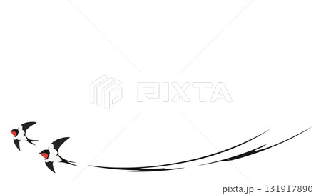 ツバメが2匹飛んでいるイラストのフレーム素材 ツバメが2匹飛んでいるイラストのフレーム素材 131917890