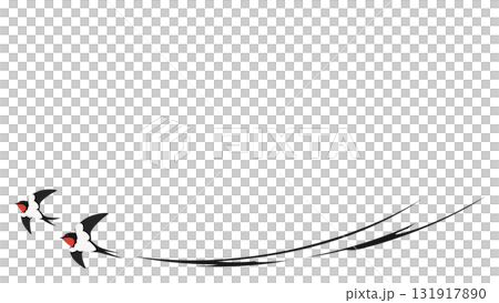 ツバメが2匹飛んでいるイラストのフレーム素材 ツバメが2匹飛んでいるイラストのフレーム素材 131917890