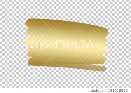 Gold brush strokes. Shiny paint spots. Bright festive highlight. Foil stripe. illustration of metallic brush stroke. gold brush marks, gold stain, golden brush stroke, hand drawn, golden stripe brush  131918438