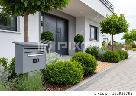 House entrance creating modern home exterior design 131918792