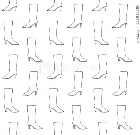 Vector seamless pattern of hand drawn outline boot Vector seamless pattern of hand drawn outline boot 131919290