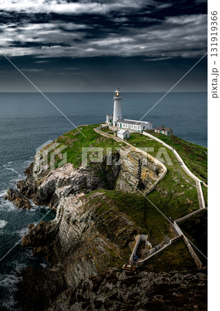 South Stack Island At The Atlantic Coast With South Stack Lighthouse And View To The Irish Sea In North Wales, United Kingdom 131919366