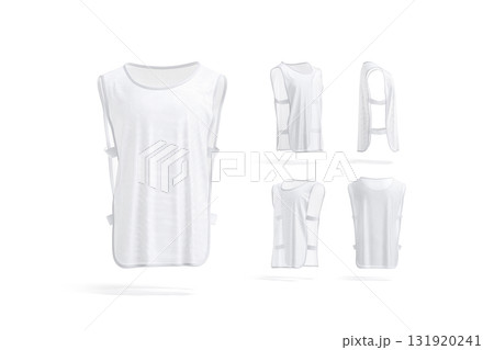 Blank white football team practice vest straps mockup, different views 131920241