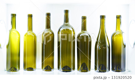 Empty bottles for wine in shop 131920520