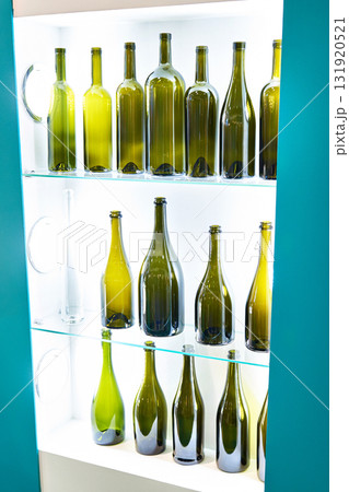 Empty bottles for wine in shop Empty bottles for wine in shop 131920521