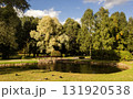 an urban park with an artificial lake in early autumn 131920538