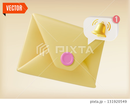 3d Envelope and Bell Mail Notification Concept Cartoon Design Style Letter by Email. Vector illustration of New Message 3d Envelope and Bell Mail Notification Concept Cartoon Design Style Letter by Email. Vector illustration of New Message 131920549