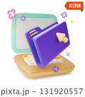 3d Folder in Front of Laptop Organize and Storage Data Concept Cartoon Design Style. Vector illustration 131920557