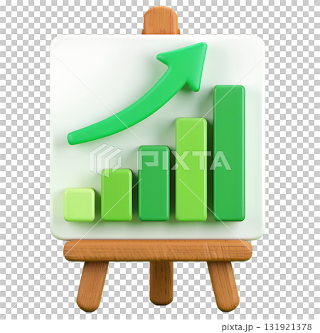 3d cartoon stand with vibrant green upward chart, business growth and success concept isolated on transparent background 3d cartoon stand with vibrant green upward chart, business growth and success concept isolated on transparent background 131921378