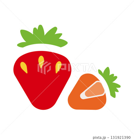 Two vibrant strawberry line icons are showcased in a minimalistic style. Two vibrant strawberry line icons are showcased in a minimalistic style. 131921390